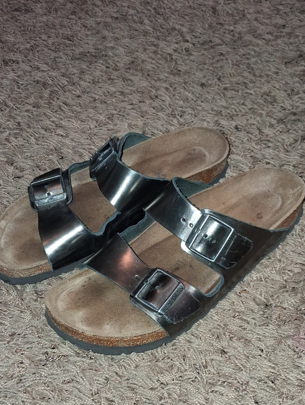 Women's Birkenstock Sandals Size 42 Gun Metal Metallic Shoes 11 11.5